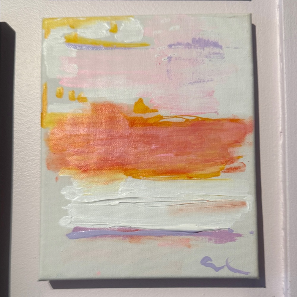 Sunset Haze Abstract Canvas Art - Pink, Orange & White